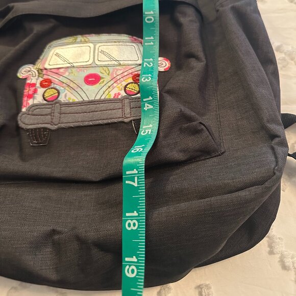 EUC CRG Black Backpack With Vintage Floral Volkswagen On Front - Picture 9 of 9
